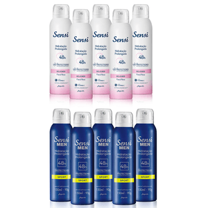 Kit Com 10 Desodorantes Antitranspirantes Sensi Man Sport E Delicado Jequiti